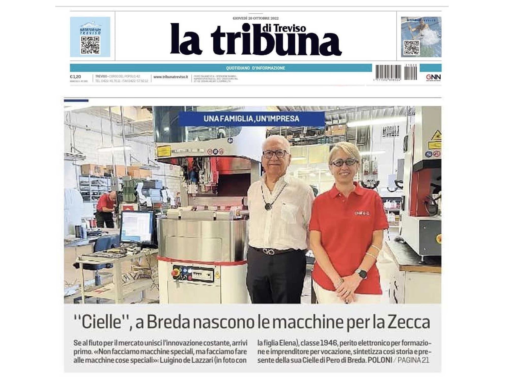 Hoje La Tribuna di Treviso fala sobre nós!